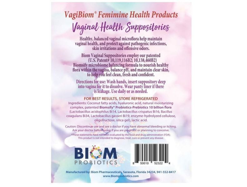 Вагінальні супозиторії (свічки)з пробіотиками Vagibiom Biom Probiotics 15 шт 775120635762 фото