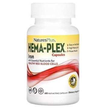 Гемаплекс залізо Hema-Plex Nature's Plus 60 капсул швидкого вивільнення 755421969551 фото