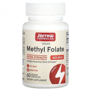 Метил фолат 400 мкг Jarrow Formulas Methyl folate extra strength Jarrow Formulas 60 капсул Метілфолат 699387754191 фото