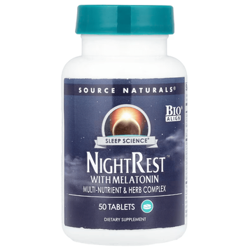 Підтримка сну з мелатоніном NightRest With Melatonin Source Naturals 50 таблеток 449608933892 фото